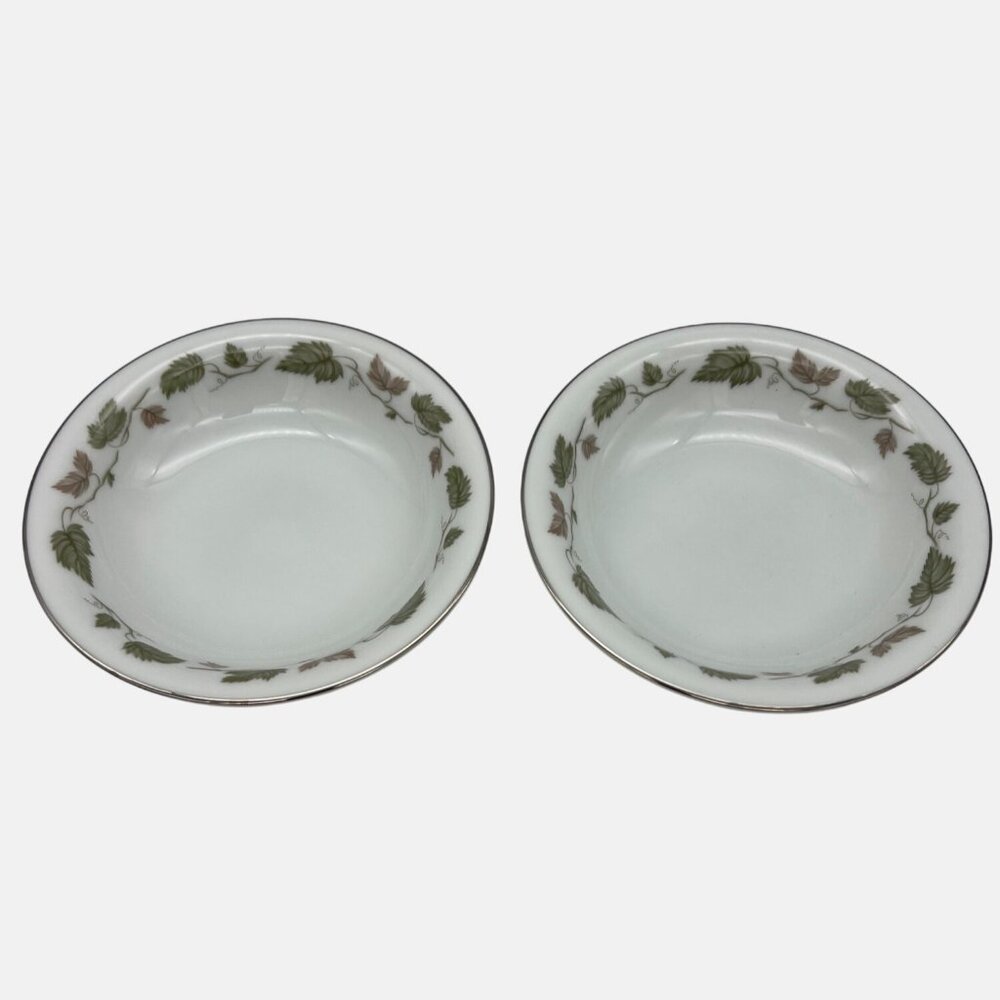 Vintage Noritake Japan Vineyard Pair of Fruit Bowls Pattern 6449 Leaves & Vine